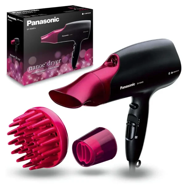 Panasonic EH-NA65 Nanoe Hair Dryer With 3 Attachments For Scalp Care & Healthy, Shiny Hair