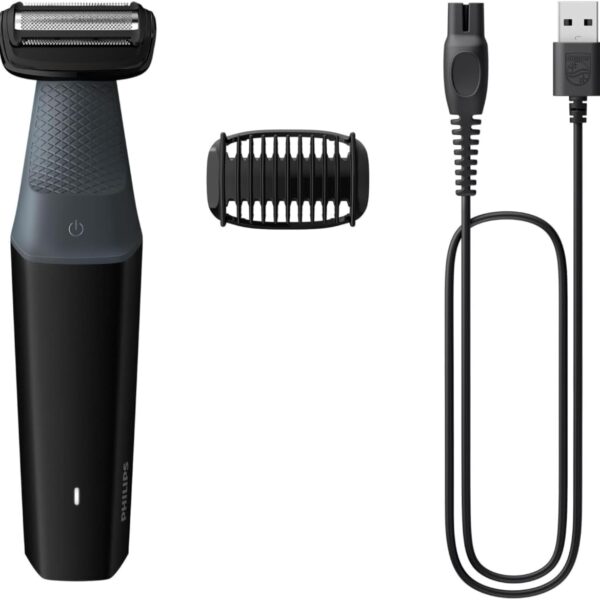 Philips Bodygroom Series 3000 Showerproof Groin and Body Trimmer, Close and Comfortable Shave, Complete Body Grooming, 50 Min. Runtime, Model BG3017/01