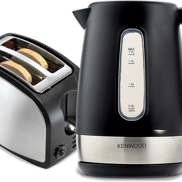 KENWOOD Bundle Breakfast Set With 1.7L Electric Kettle And 2 Slice Bread Toaster Mpm02.000Bk Black/Silver