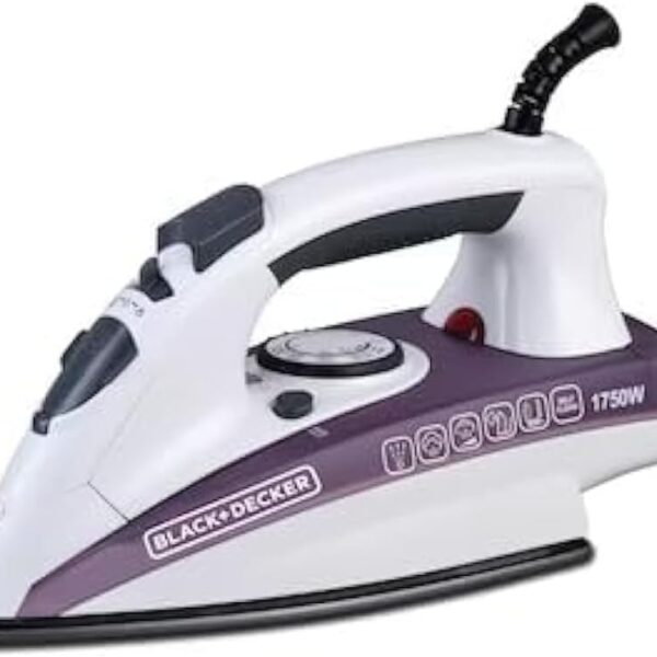 Black & Decker Steam Iron X1750-B5 - Ceramic Coated Soleplate with Anti Calc Drip Self Clean and Auto Shutoff - 1750W - Removes Stubborn Creases Quickly Easily - 2 Years Official Warranty