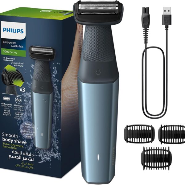 Philips Bodygroom BG3027/03 | Showerproof Groin & Body Trimmer | Body Shaver, 3-Length Combs | 60min Cordless, Skin Protection, Ergonomic Grip