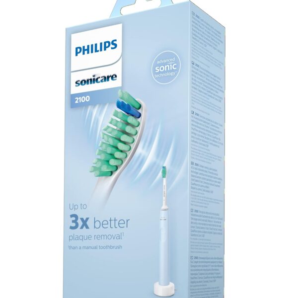Philips Sonicare Rechargeable Electric Toothbrush 2100 Series, Light Blue, HX3651/12 Certified UAE 3 Pin