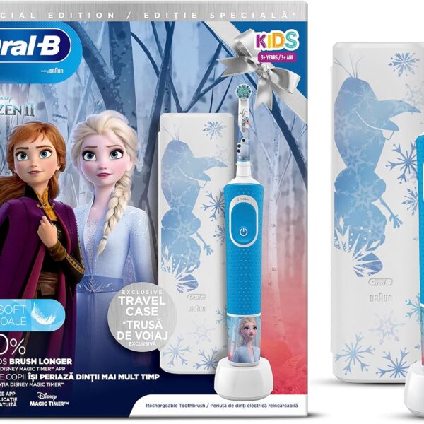 Oral-B D 100 Kids Electric Toothbrush Disney Frozen with Travel case & Disney Frozen
