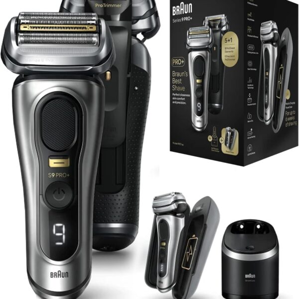 Braun Series 9 PRO+ Electric Shaver, 6in1 SmartCare Center & PowerCase, 9577cc Silver