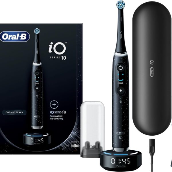 Oral-B Oral B iO Series 10 Cosmic Black AI Rechargeable Tooth Brush, 7 Smart modes, iO technology, AI with 3D Teeth Tracking, Interactive Display, 3hrs, Fast Magnetic Charger, iO 10 - iOM10.2B4.2AD