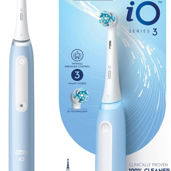 Oral-B Oral B iO3 Series 3 Rechargeable Electric Toothbrush, 3 Smart Modes. iO Technology, Artificial Intelligence, Optimal Pressure Control iOG3.1A6.0 - Blue