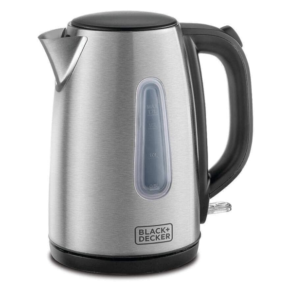 BLACK+DECKER Cordless Electric Kettle, 2200W Power, 1.7L, with Water-Level Indicator, Removable Filter & Auto Shut-Off, Stainless Steel Body, Perfect for Beverages, , JC450-B5