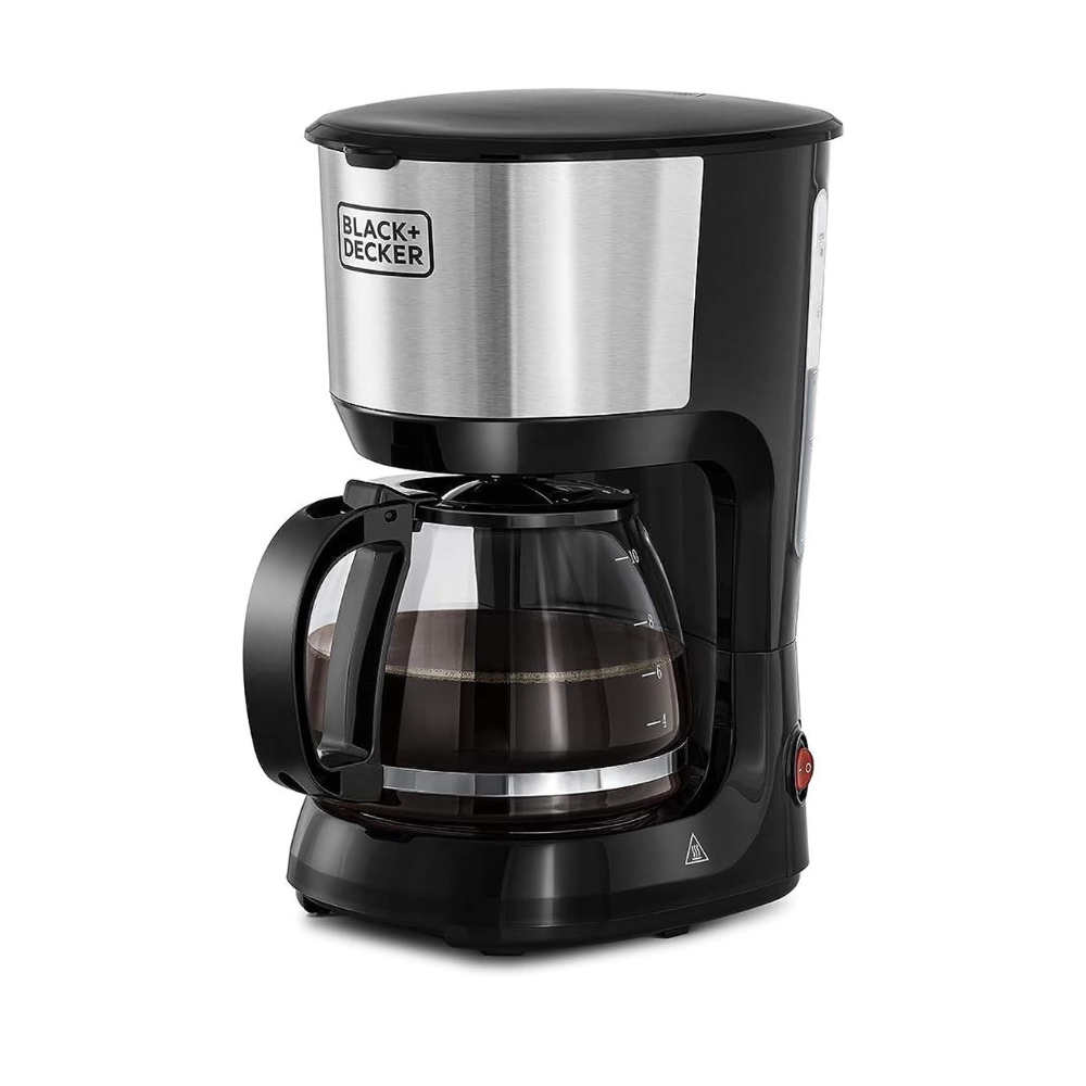 BLACK+DECKER 750W 1.25L Coffee Maker/Coffee Machine 10 Cup Glass Carafe, With Drip Stop Mechanism To Avoid Spillage And Dishwasher Safe, For Drip Coffee and Expresso Black DCM750S-B5