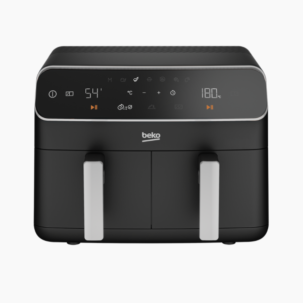 Beko Air Fryer FRL 5388B 8.5Litre Capacity (4.25 + 4.25), 2400W, Wide Touch Screen, 9 Functions Including Defrost, Reheat, Dehydrate, Air Broil, Bake, Roast, Rotisserie, Grill.