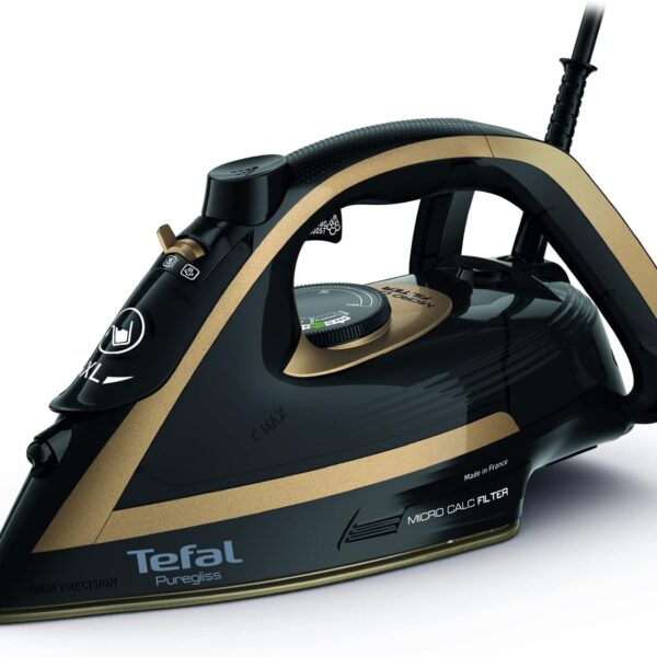 TEFAL Steam Iron | PureglissIron Steamer | 3000W |50g/min Steam Output |280g/min Steam Boost | Anti-Stain Protection | Exceptional Glide |Safety Auto-Off |2 Years Warranty | FV8062G0