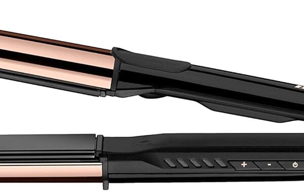 BaByliss Straightener, 28mm Titanium Plates For Efficient Styling, 5 Temperature Settings For Versatility With Fast Heat-up Time, Lightweight And Ergonomic Design With Shiny Results, ST482SDE (Gold)