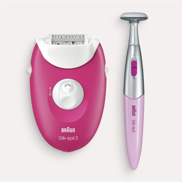 Braun Silk-epil 3 SE 3420-INT VER Epilator Raspberry Pink with 2 Extras