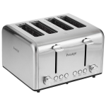 Prestige Stainless Steel. Toaster 4 Slice, Cancel, Reheat And Defrost Functions. PR54904, Silver