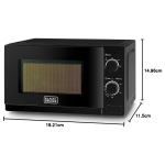 BLACK+DECKER 20l 700w microwave black, multiple timer options, 5 power levels with weight/time, defrost function, cooking end signal for cooking/heating/defrost function mz2020p-b5