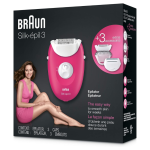 Braun Silk Epil 3 410 Epilator With 2 Extras, Raspberry Pink / White