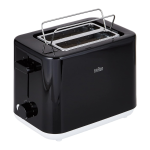 Braun Breakfast - Toaster Ht 1010 Bk, 2 Slots, 8 Browning Settings, Bun Warmer, 900 Watts, Black.