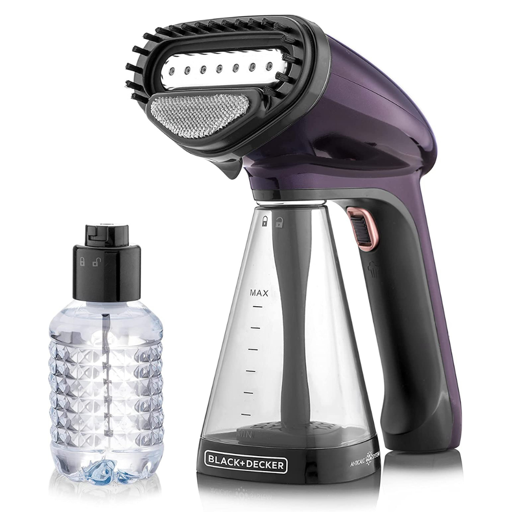 BLACK+DECKER Portable Garment Steamer With Universal Bottle Adaptor 1500W Dark Purple HST1500-B5