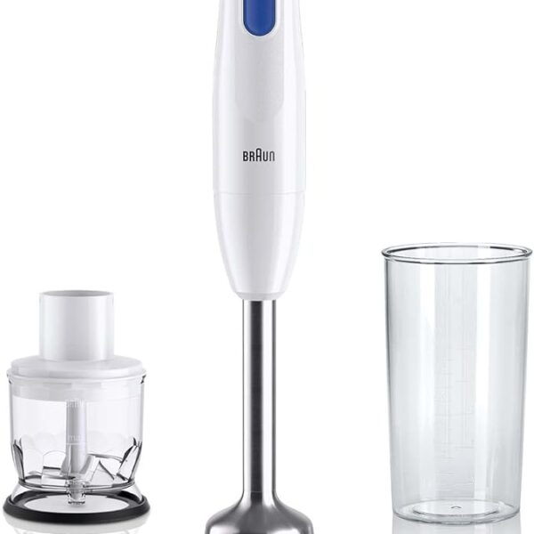 Braun MultiQuick 1 Hand Blender, 450 W, Chopper 350ml, Metal, 1 speed, Lightweight, BPA free, Dishwasher, WHITE - MQ 10.201 M WH