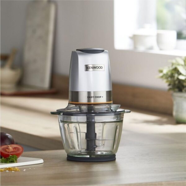 KENWOOD Stainless Steel Chopper 500W Electric Food Chopper with 1.2L SS Bowl (600ml working capacity), Dripper Pro, Quad Blade, Storage Lid, Dual Speed, Spatula, Ice Crush Function CHP62.700SI Silver