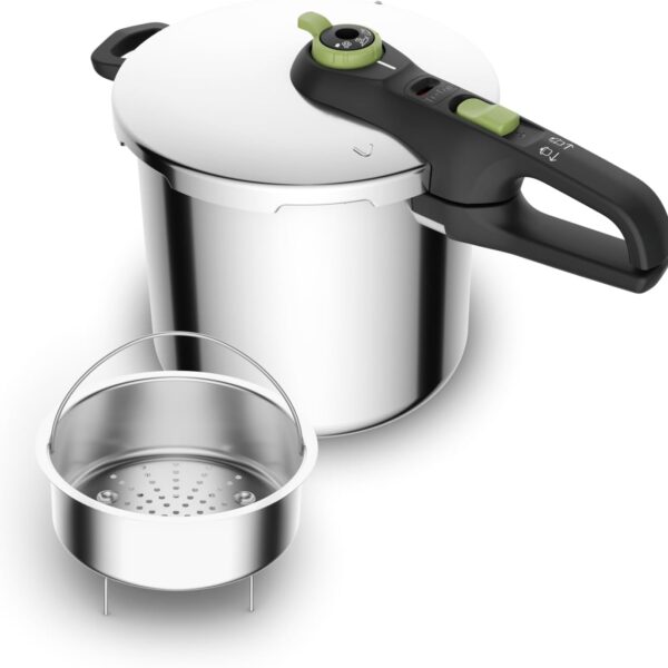TEFAL Pressure Cooker | Secure 5 Neo 8 L Presure Cooker | 5-security systems | 2 cooking levels | Stainless Steel | 2 Years Warranty | P2584402