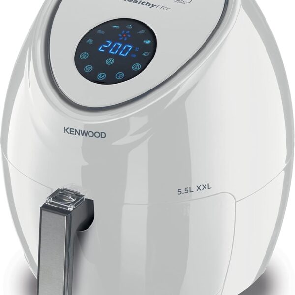 Kenwood Digital Air Fryer XXL 5.5L 2.4KG 1800W with Rapid Hot Air Circulation for Frying, Grilling, Broiling, Roasting, Baking and Toasting HFP50.000WH, White