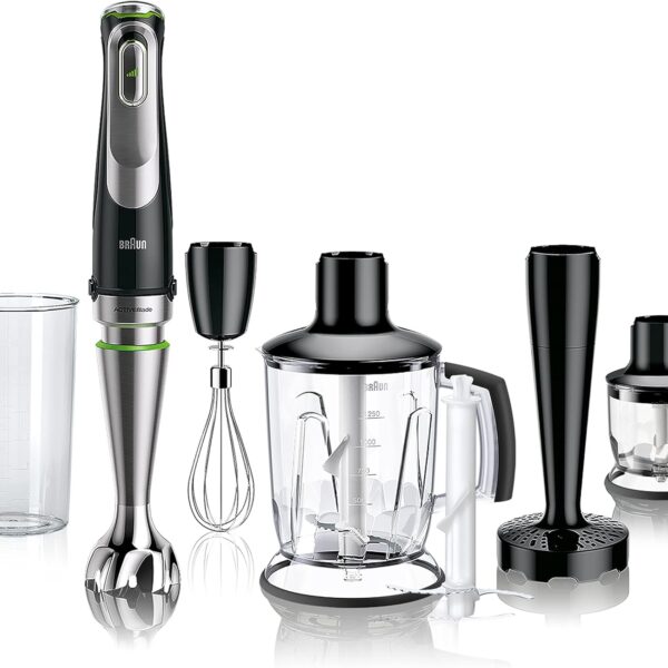 Braun MultiQuick 9 MQ Hand Blender-with activ powerDrive and splash control,blender,chopper with whisk,1200 watt,black/stainless steel Model : ‎MQ 9147X