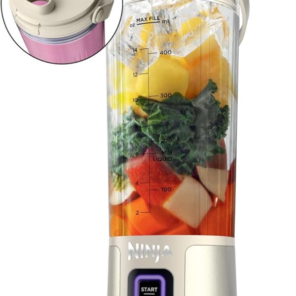 Ninja Blast Portable Blender, Cordless, 18oz. Vessel, Personal Blender For-Shakes and Smoothies, BPA Free, Leakproof-Lid and Sip Spout, USB-C Rechargeable, Dishwasher Safe Parts, Vanilla Bean, BC151VB