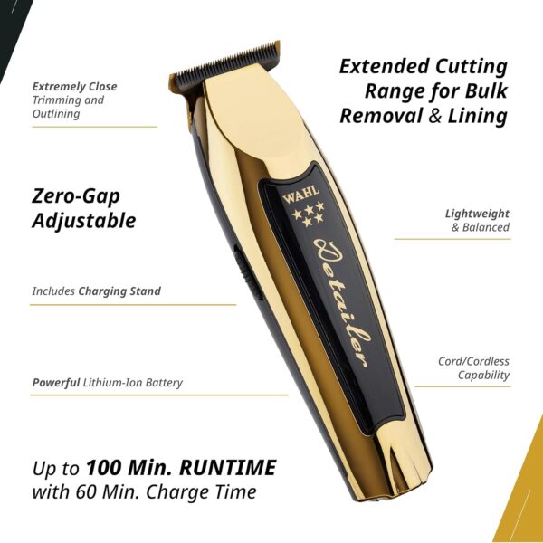 Wahl Professional 5 Star Gold Cordless Detailer Li Trimmer, High-Performance Precision Trimmer with Lithium Ion Battery
