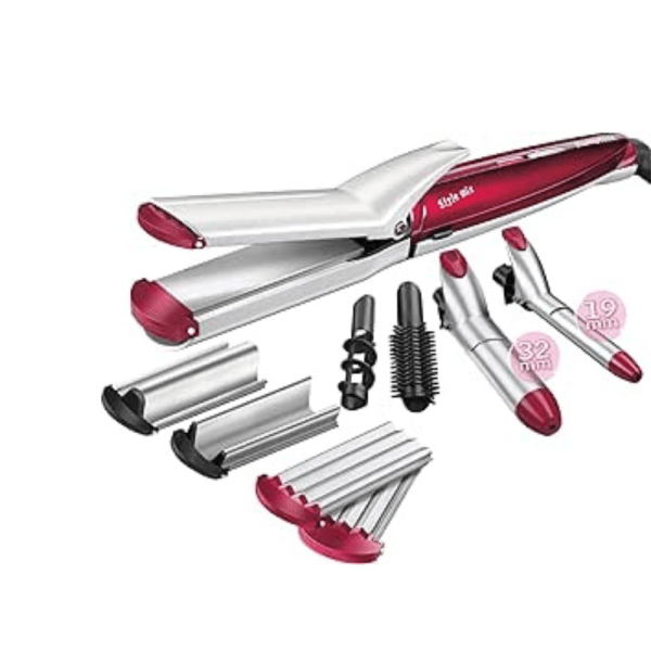 BaByliss Multi Styler 10-In-1 Hair Styler | 6 Style Settings For Perfect Hair Style | With Curling/ Straightening/ Crimping/ Waver/ Spiral Plates & Hair Pins |